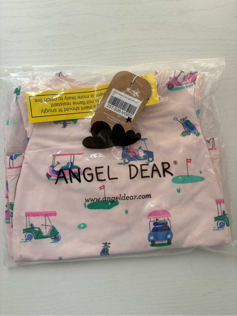 Angel Dear Pink Golf Cart Print Kids Pajama Top